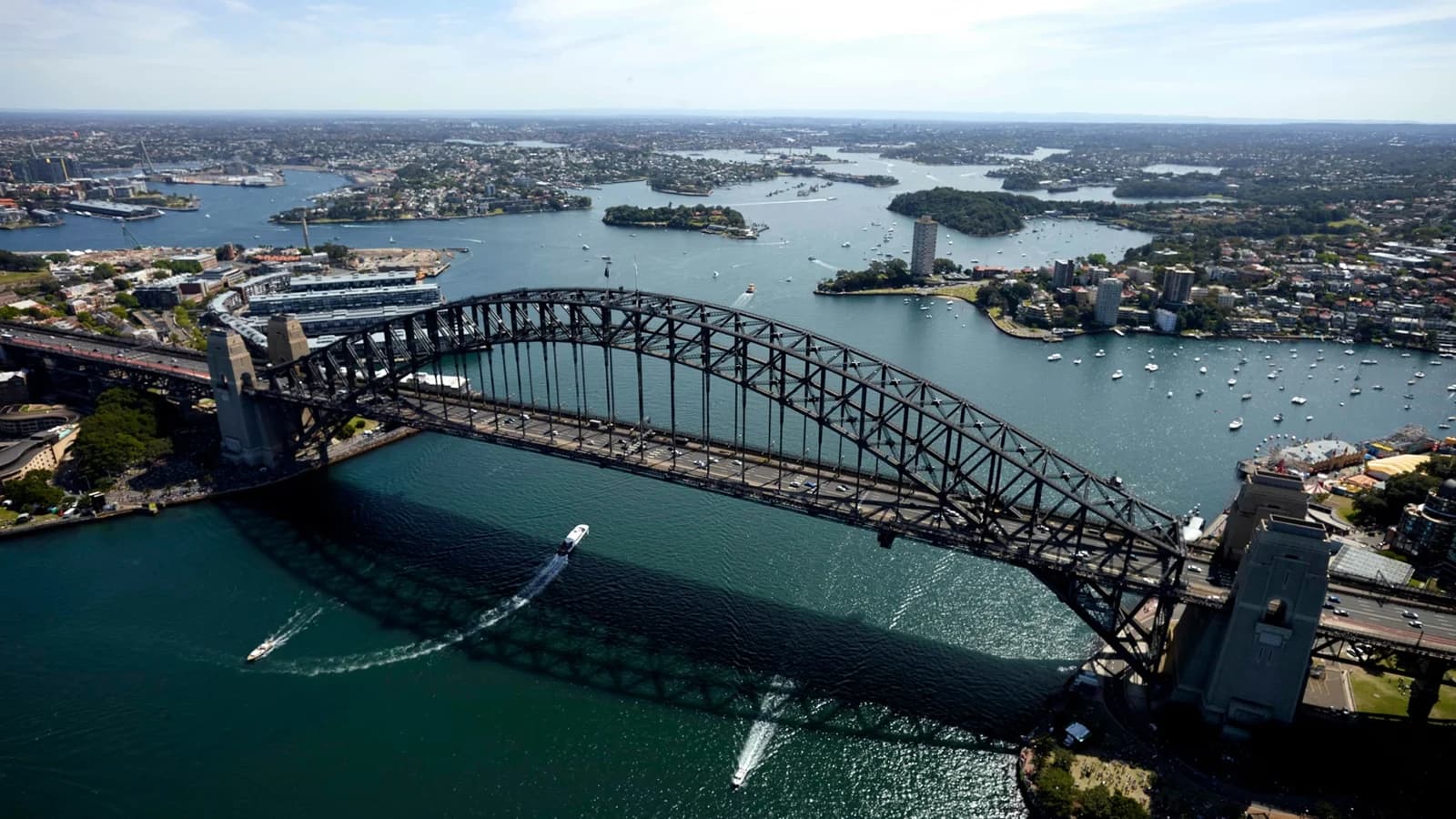 Sydney Harbour Bridge aerial view for New Year's Eve planning