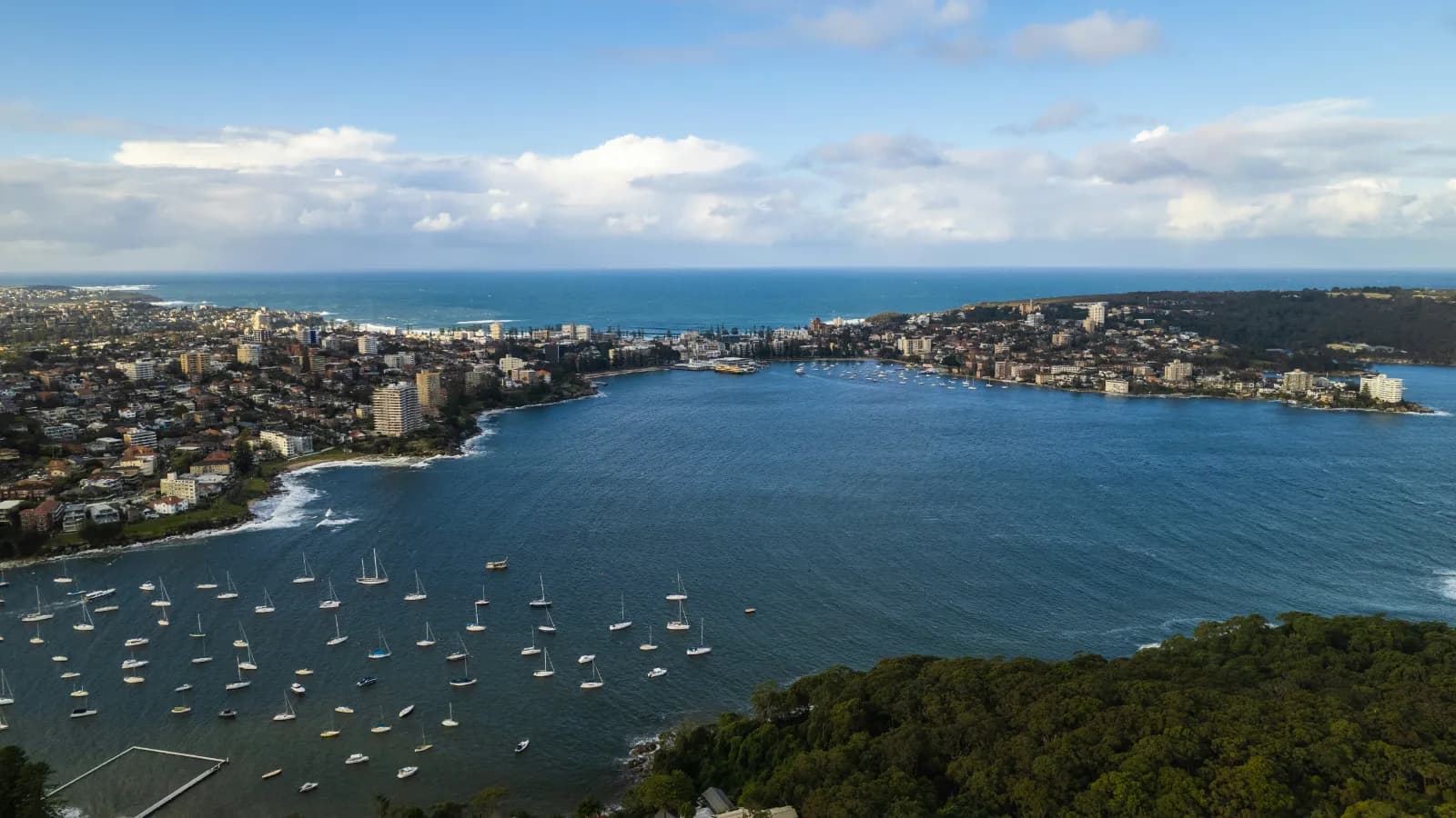 Aerial view of Manly, Sydney Harbour and the coastline