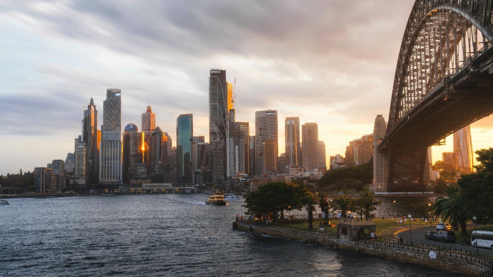 North Sydney skyline and harbour area in the evening